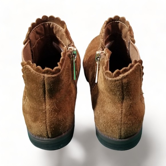 Michael Kors Girl's Ankle Booties Brown Faux Suede Zippers MK Logo Shoe Size 11K - Picture 6 of 11